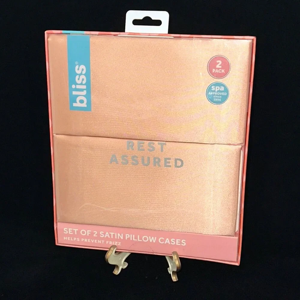 Bliss Rest Assured Set of 2 (Pair) Satin Pillow Cases CORAL/PEACH *NEW
